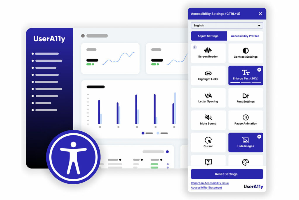 UserA11y is a web accessibility solution for compliance with digital accessibility laws such as the European Accessibility Act (EAA)